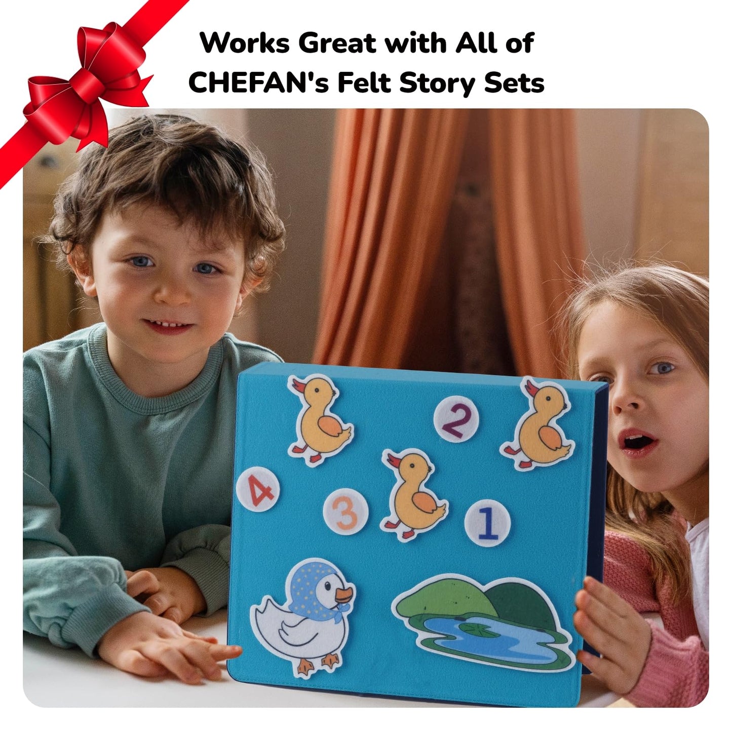 CHEFAN Felt Board for Teachers, 2 Pack Storytelling Flannel Board with 16 Storage Bags, Freestanding Double-Sided Felt Story Display for Preschool & Classroom