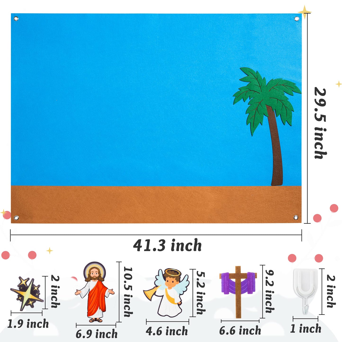 WATINC Easter Crucifixion Resurrection Felt Board - 41Pcs He is Risen of Jesus Board Stories Set, Interactive Religious Flannel, Education Toy