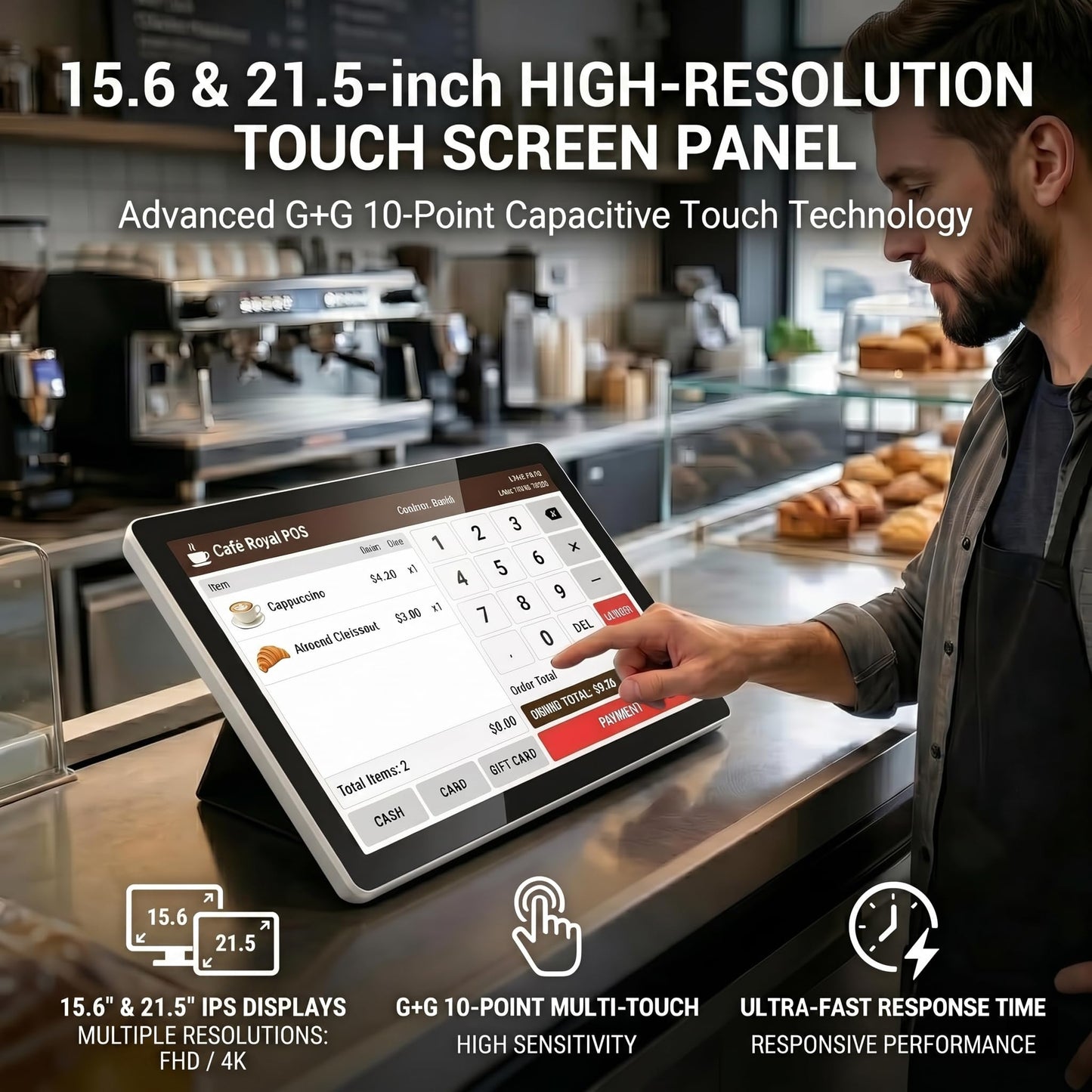 Tokigns 15.6 Inch Android 11 Touchscreen Display, 16:9 1080P FHD Interactive Screen, RK3568 Quad-Core, 4GB RAM 32GB ROM, Built-in Speakers,Smart Board for Office/Automation/Kiosk/Bar/Warehouse