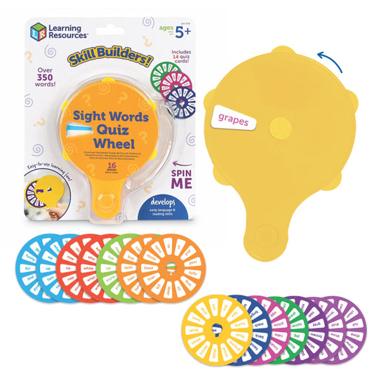 Learning Resources Skill Builders Sight Words Quiz Wheel, Reading Games, Sight Words Flash Cards Kindergarten, Learning Activities, Ages 5 and Up, 16 Pieces