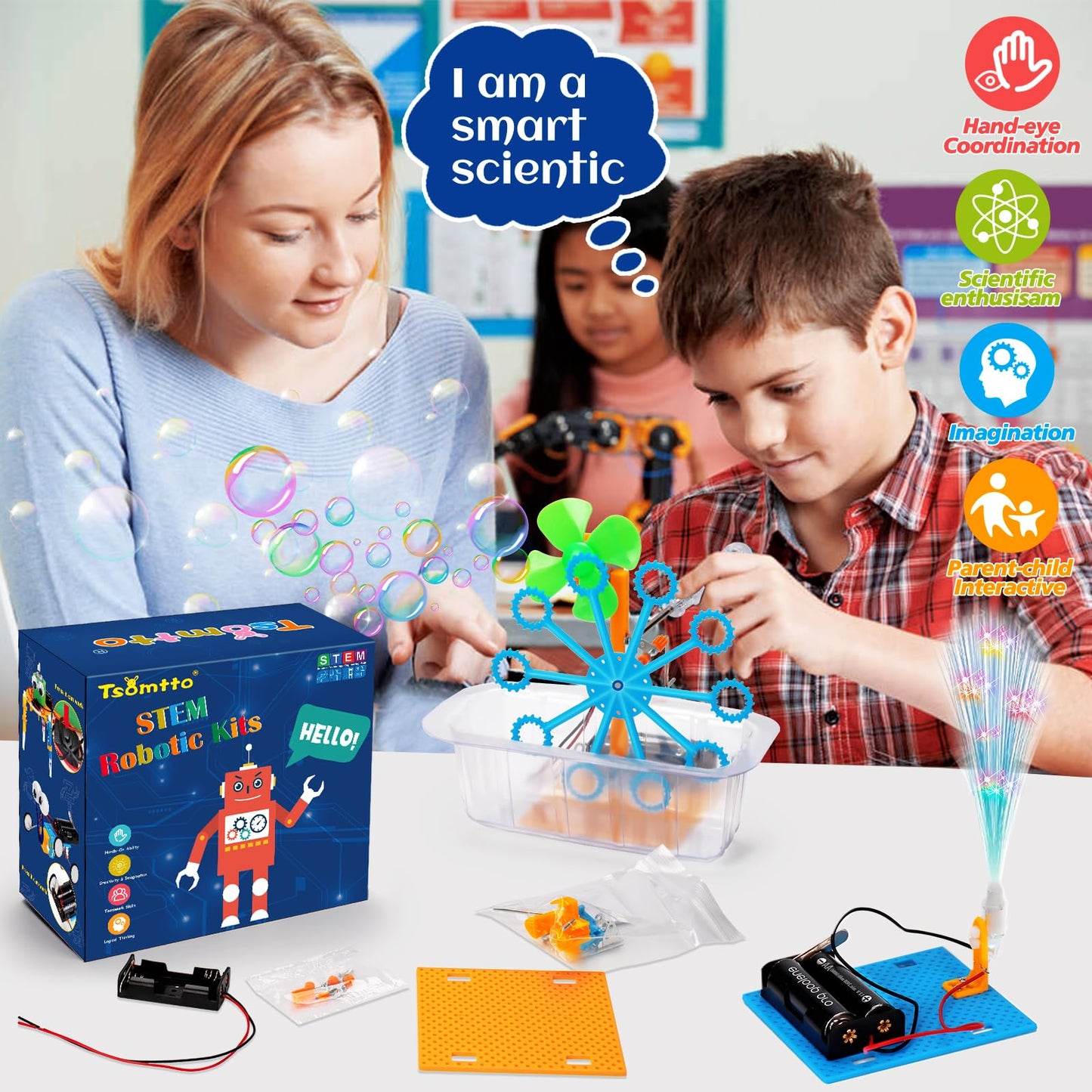 STEM Robotics Kit 6 Set Science Experiments Project Activities Toys for Kids 4-8 8-12 Engineering Building Electronic Motor Robot Kid Craft Boy Girl 5 6 7 8 9 10 12 Year Old Outdoor Toy