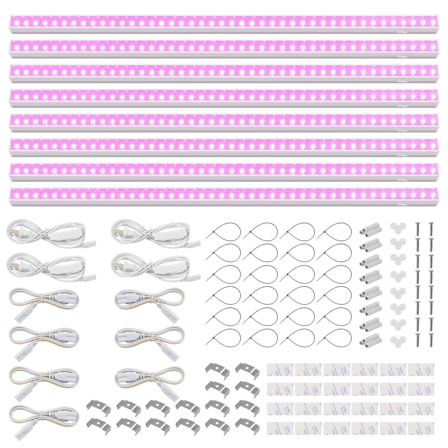 Barrina LED Grow Light Strip, Full Spectrum, 4ft 160W, 8-Pack,well-designed Aluminum, Pink