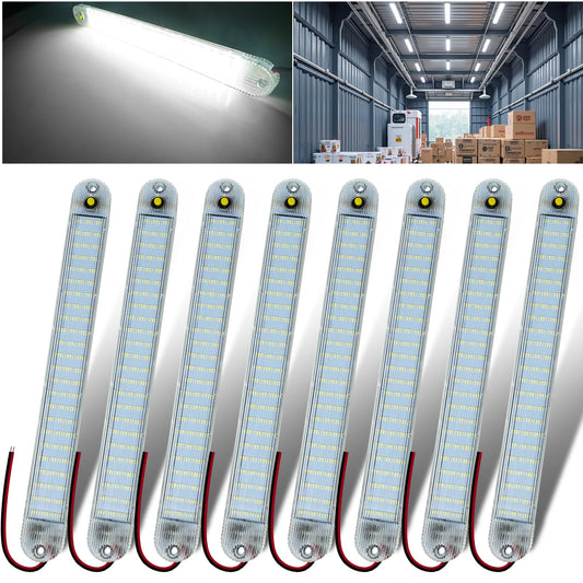 GZ5CG 12V LED Interior Light Bar 72 LEDs 6500K White Aluminum 11 Inch Model CE0061 8 Packs for RV Van Truck Trailer Caravan