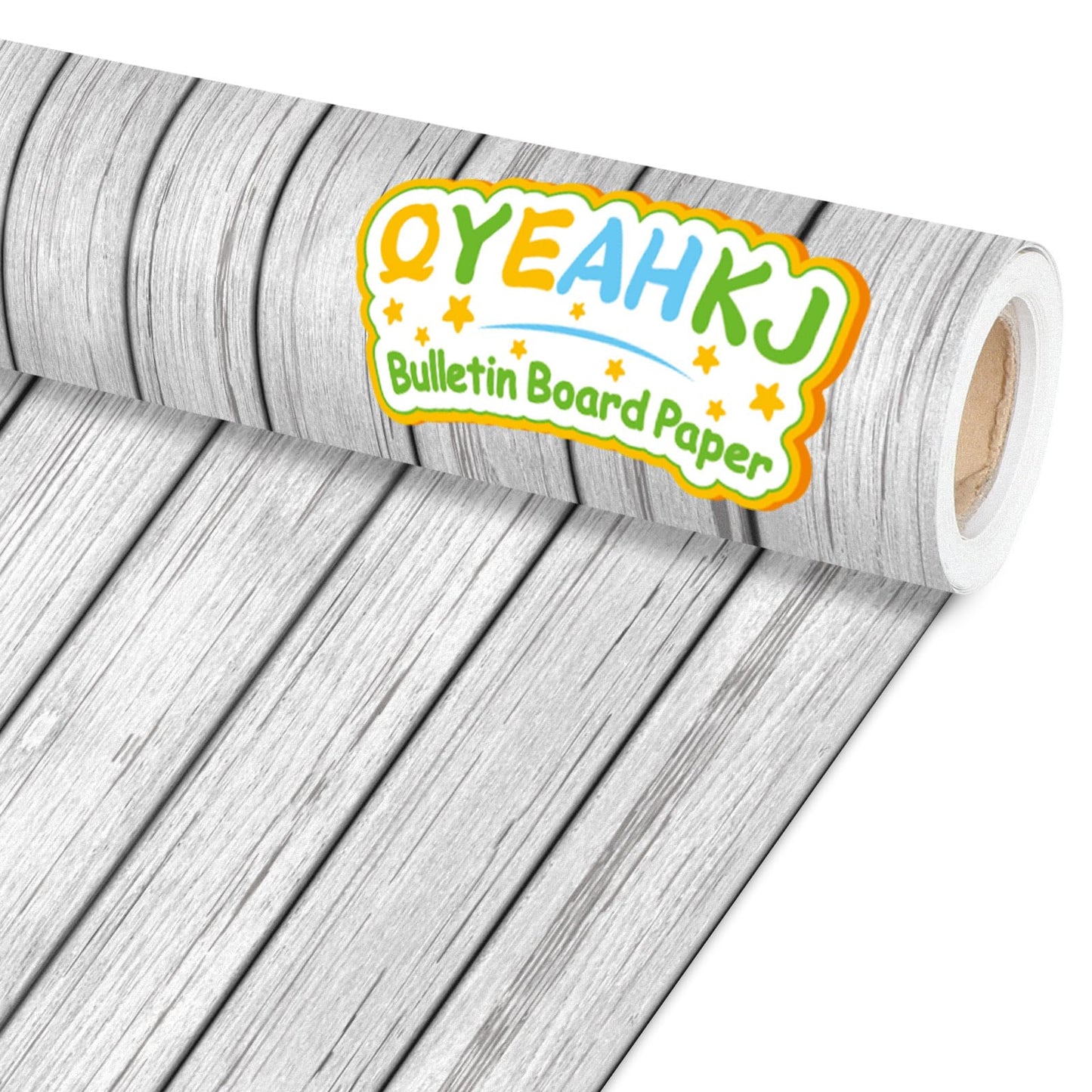 Qyeahkj Wood Grain Bulletin Board Paper Roll Rustic Bulletin Board Background Paper Gray Fade Resistant Classroom Decoration Poster Art Craft Home Wall Education Decor Supplies 17.7in x 20ft