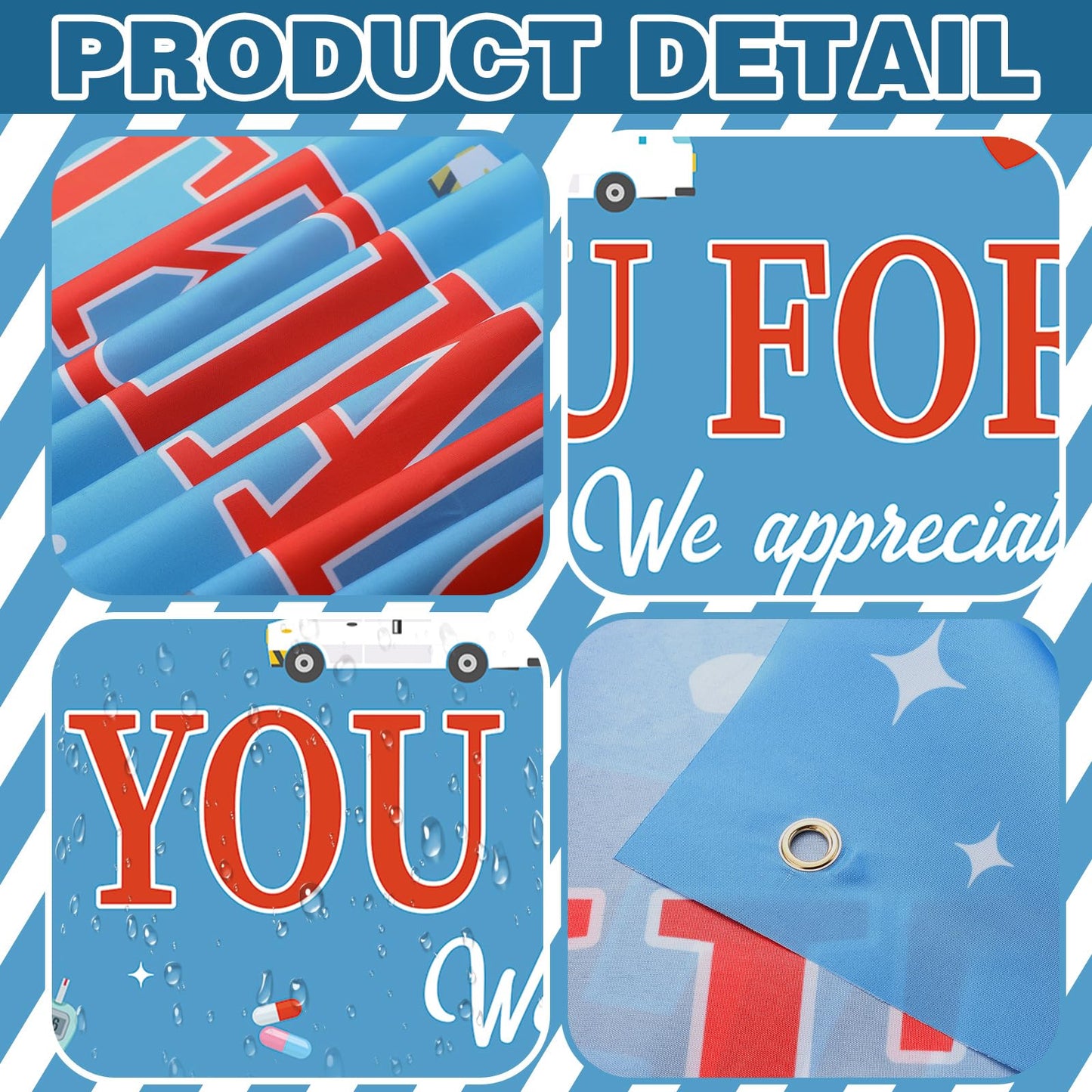 Fanfanwin 3 Pcs Thank You Nurse Doctor Banner We Appreciate Medical Decoration Thanks for All You Do Nurses Backdrop for Nursing RN Celebration Red Blue Hospital Healthcare Retirement Supplies