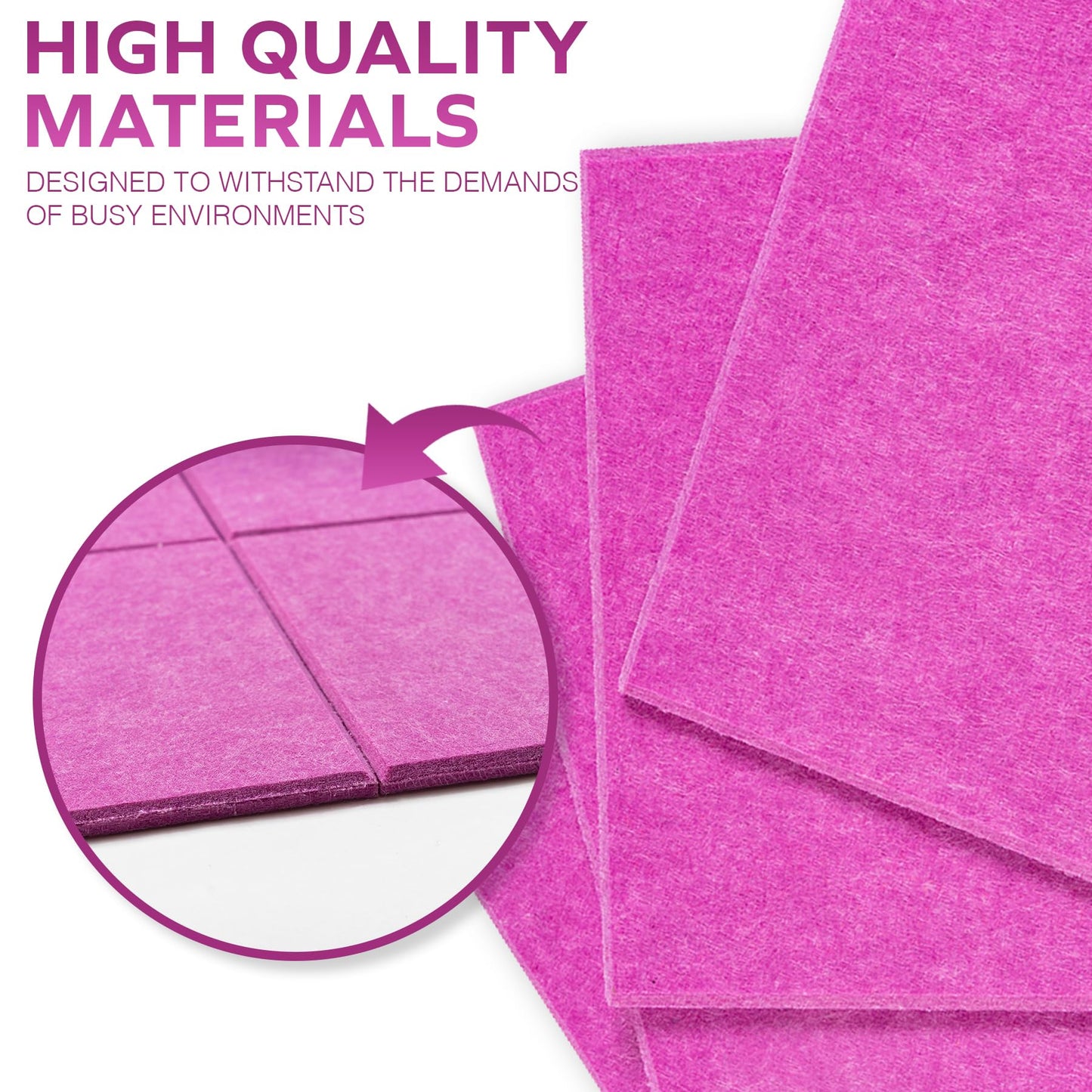 Bulletin Board 40x30in, 12 Count 9.8 x 9.8in Felt Wall Tiles with Removable Adhesive Tape, Cork Board Alternative for Walls, Wall Decor, Kids Art Display, Kids Room (Magenta Collection)