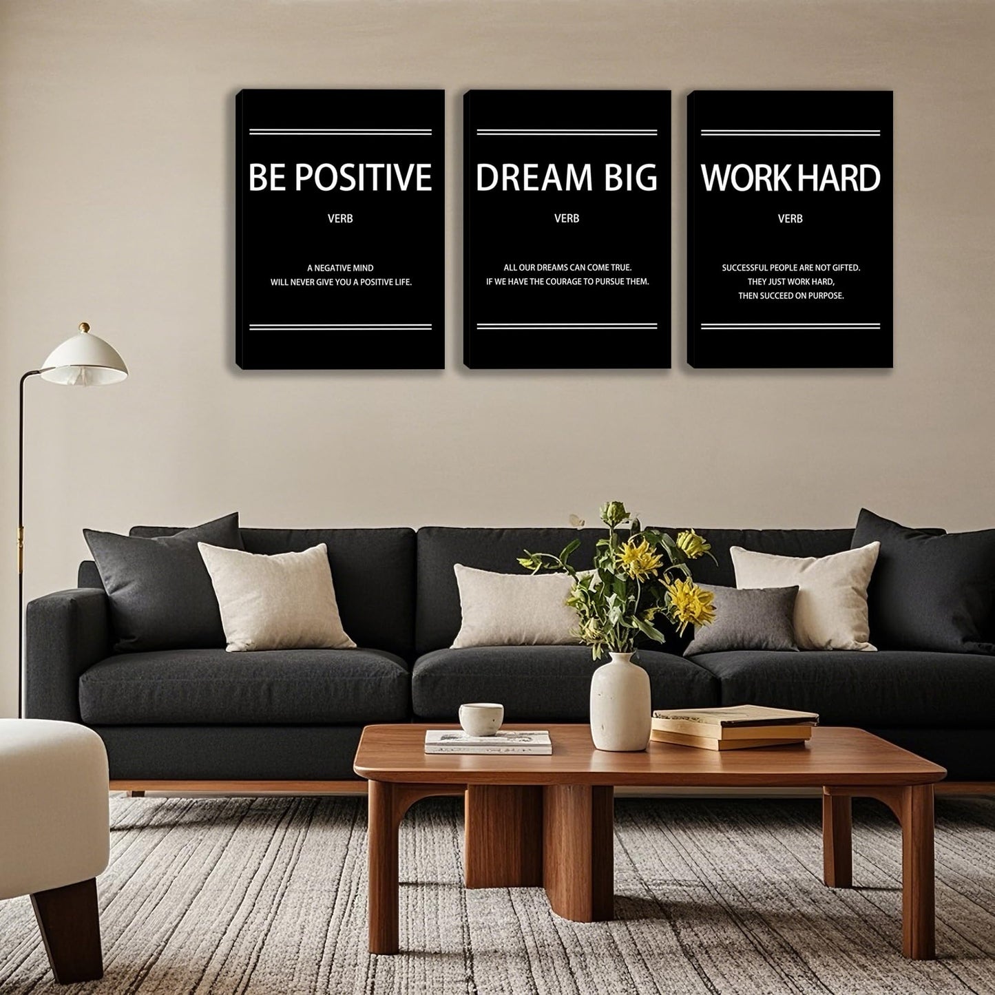 3 Panel Print Canvas Wall Art Motivational Office Wall Decor Painting Inspirational Posters Modern Inspiring Artwork for Home Living Room Bedroom Wall Decor Office Wall Art Ready to Hang - 36"Wx 16"H