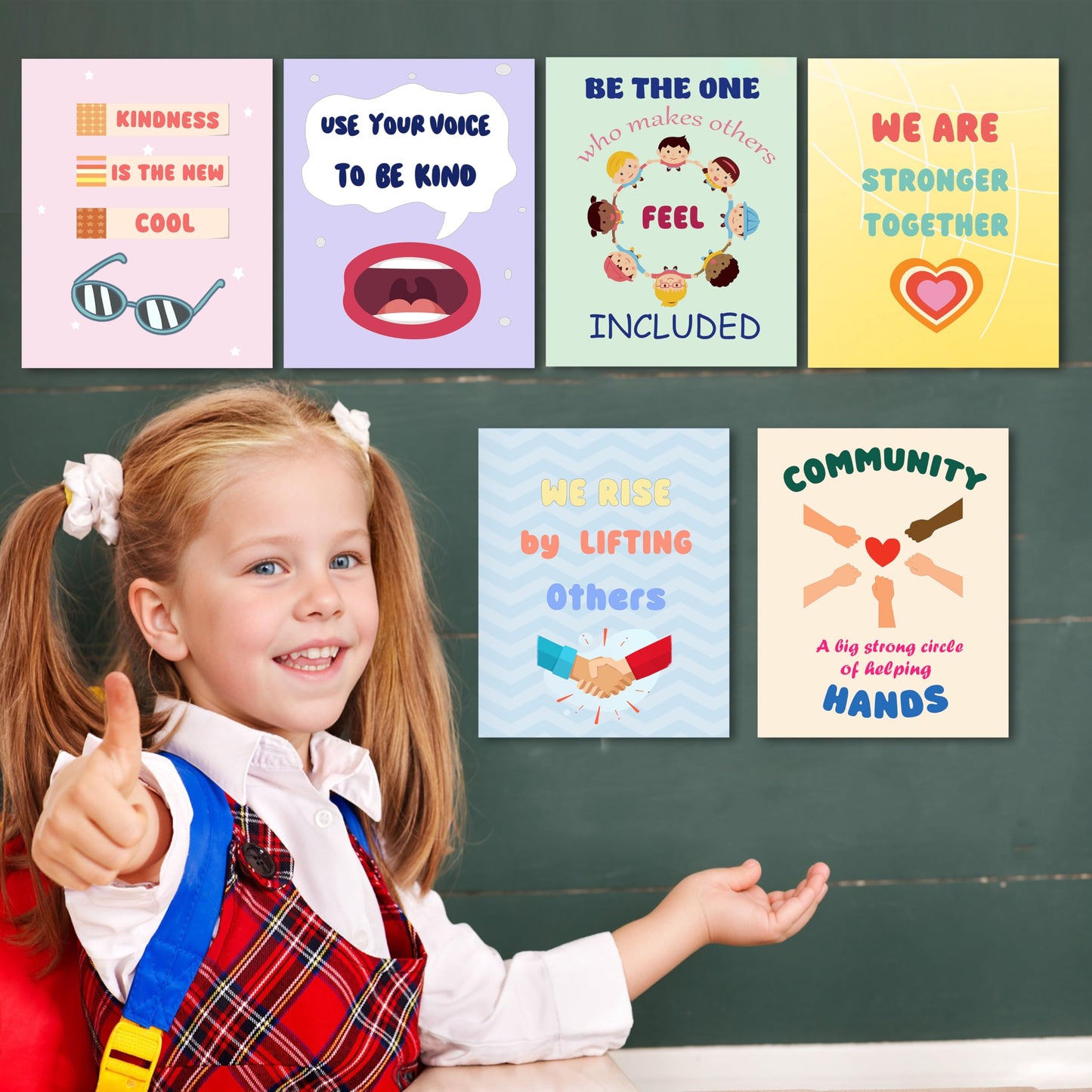 KDMAZH Kindness Posters for Classroom Decorations，6 Classroom Poster,Language educational，Motivational, Positive,Inspirational. 8x10Inch，Unframed