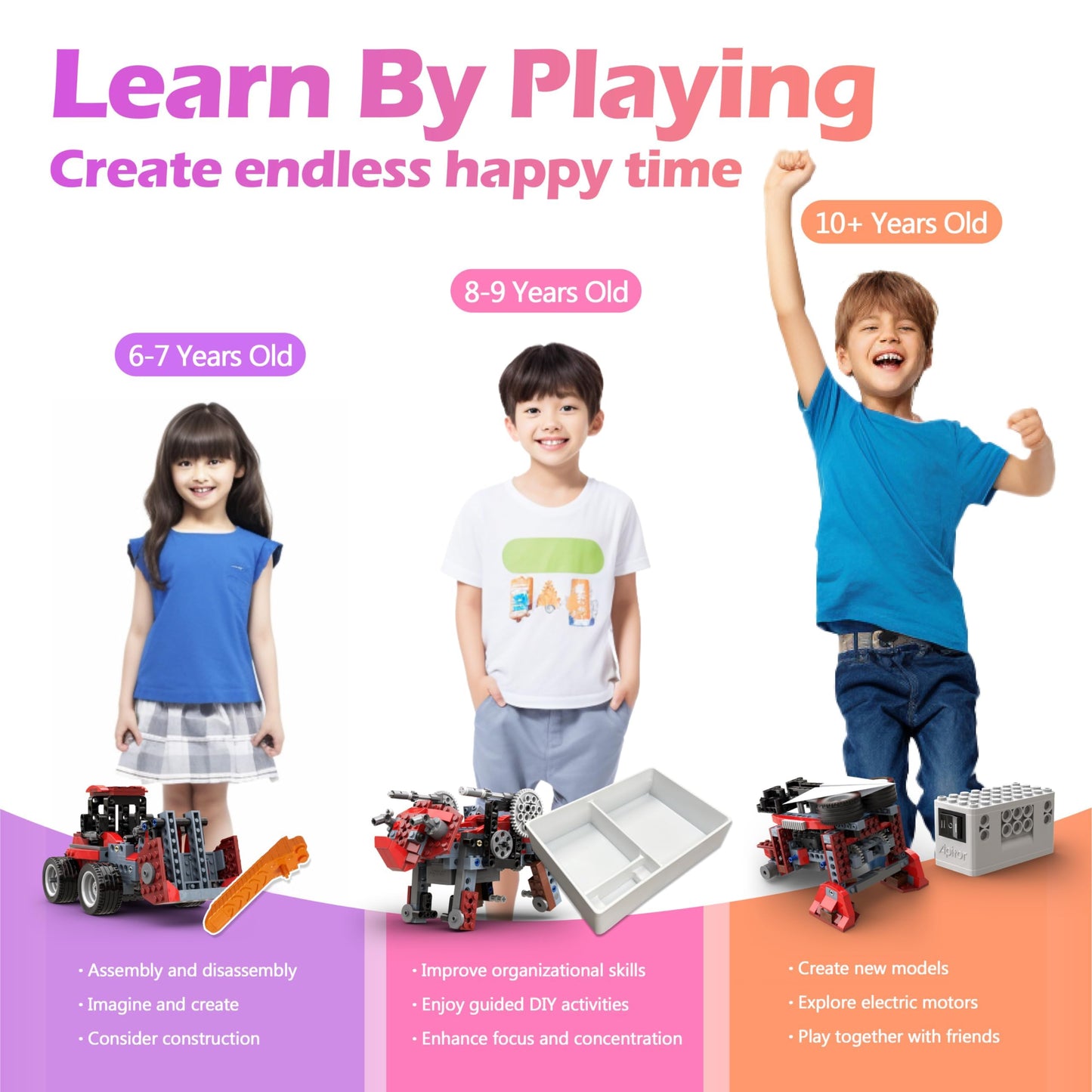 Apitor Robot B STEM Kits - Includes Large Storage Organizer, 8 in 1 Electric Monster Truck Building Toys for Kids 6-8 8-10, Educational Construction Science Kit for Boys 6-12 Christmas Birthday Gift