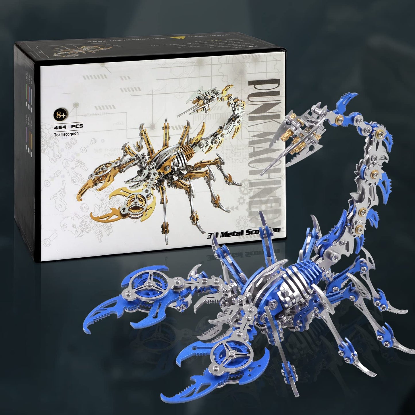 Metalkitor Scorpion 3D Metal Puzzles Kits for Adults Teens – 454 Pcs – Mechanical Assembly Models – 4 Hours to Build – Ideal for Gifts and Decorations (Blue)
