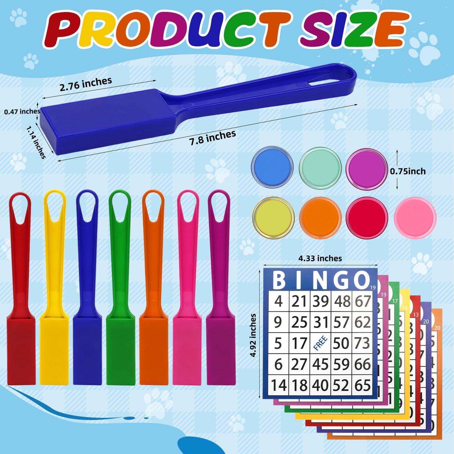 Coopay Magnetic Bingo Wand Chip and Game Card Set - 7 Pack Magnetic Wands, 350 Colorful Metal Chips, 70 Bingo Paper Cards for Kids Classroom Science Learning Counting Family Game Night Educational