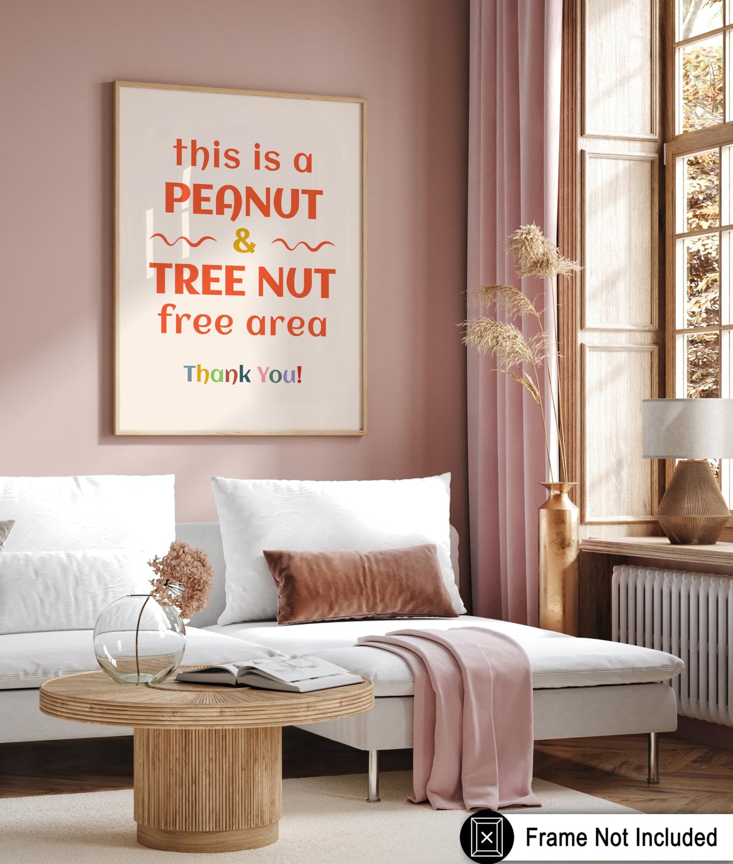 Poster Master Peanut and Tree Nut Free Area Poster - Food Allergy Awareness Print - Preppy Art - Educational Art - Gift for Teacher & Student - Decor for School or Classroom - 8x10 UNFRAMED Wall Art