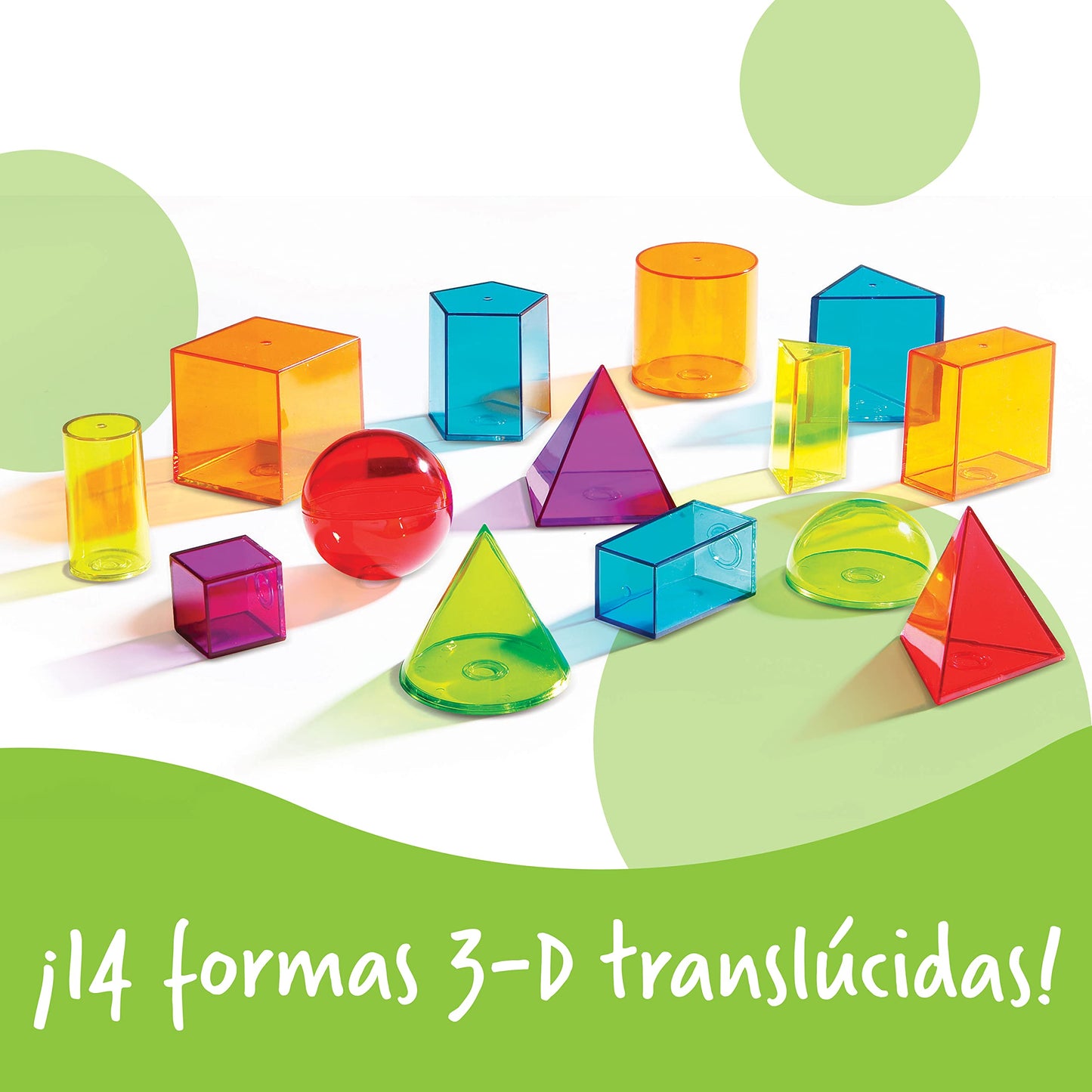 Learning Resources View-Thru Geometric Solids - Classroom Must Haves, Teacher Supplies, Geometry Set, Pattern Blocks, Homeschool, 3d School Shapes For Teaching, Math Manipulatives Essentials