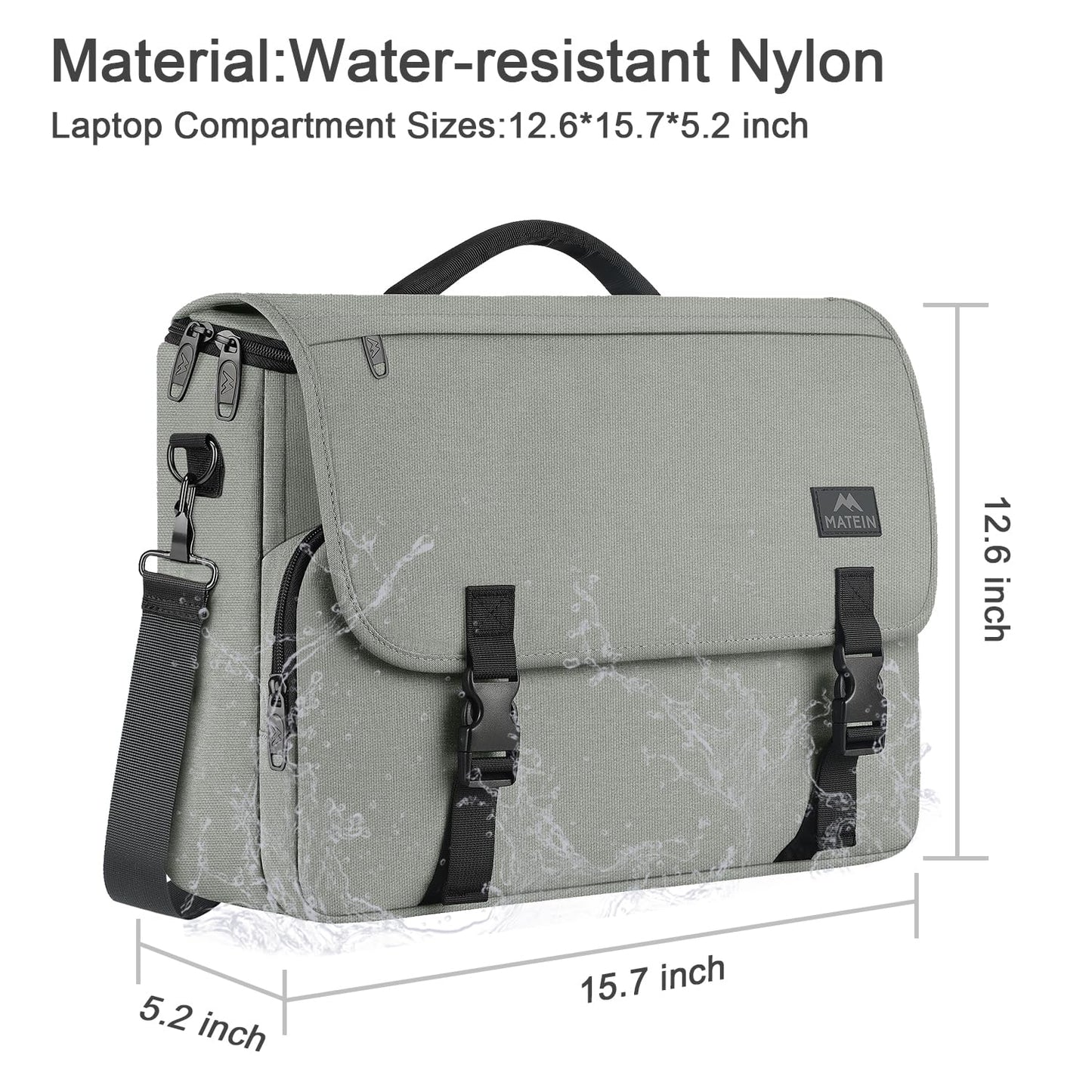 MATEIN School Bag, Bookbag for Teen, College Student Gifts, Mens Briefcase 15.6 inch Laptop Messenger Bag for men, Large Crossbody Satchel Computer Work Office Case with Shoulder Strap, Grey