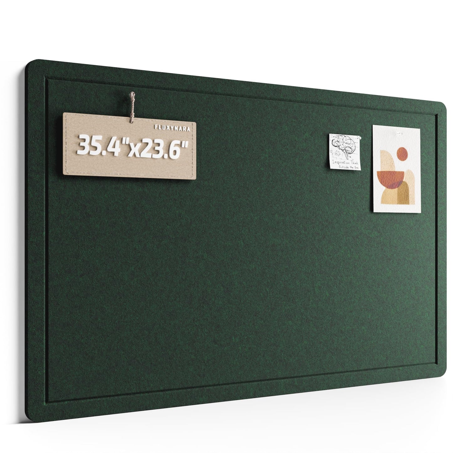 Fluxynara Bulletin Board,35.4" x 23.6" Cork Board Alternative with 12 Safe Removable Adhesive Tabs, Foldable Felt Pin Board for Home Office, Classroom, Bedroom,Entryway for Walls—Pine Green
