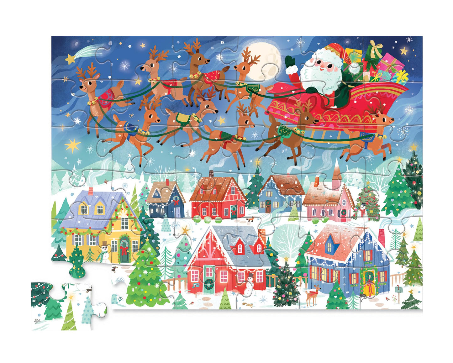 Crocodile Creek Jigsaw Puzzle, 36 Piece for Kids 3 Years and Up, Heavy-Duty Shaped Box for Storage, Finished Puzzle Size 18 x 24 inches, Santa's Sleigh