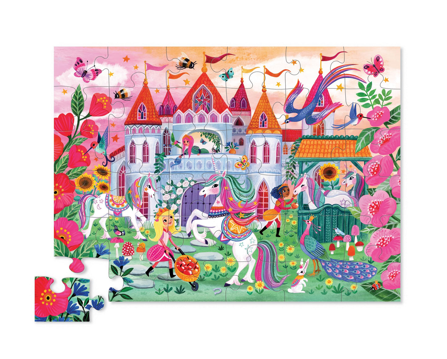 Crocodile Creek Jigsaw Puzzle, 36 Piece for Kids 3 Years and Up, Heavy-Duty Shaped Box for Storage, Finished Puzzle Size 18 x 24 inches, Unicorn Castle