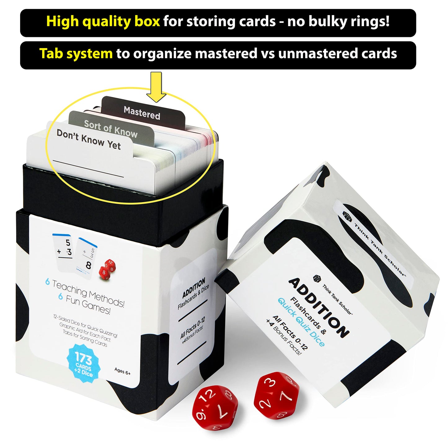 Think Tank Scholar 346 Addition and Subtraction Flash Cards Set (Award Winning) All Facts Color Coded, for Kids in Kindergarten, 1st, 2nd, 3rd Grade Class or Homeschool - Games & Chart