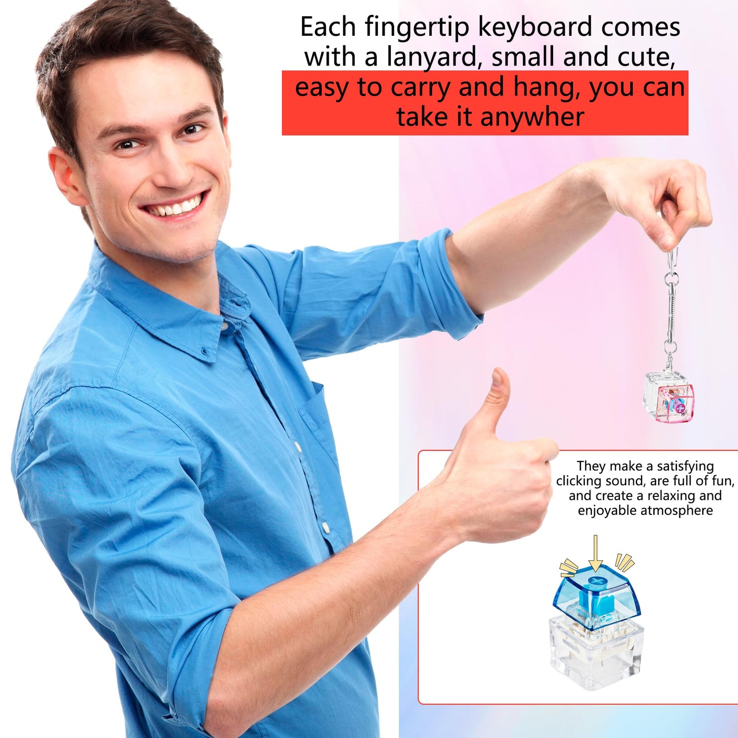 Hoarost 36 Pcs Keyboard Finger Toy Mini Keyboard Clicker Keychain Mechanical Key Toy for for Adult Pass The Time Classroom Gifts Birthday Party Favors