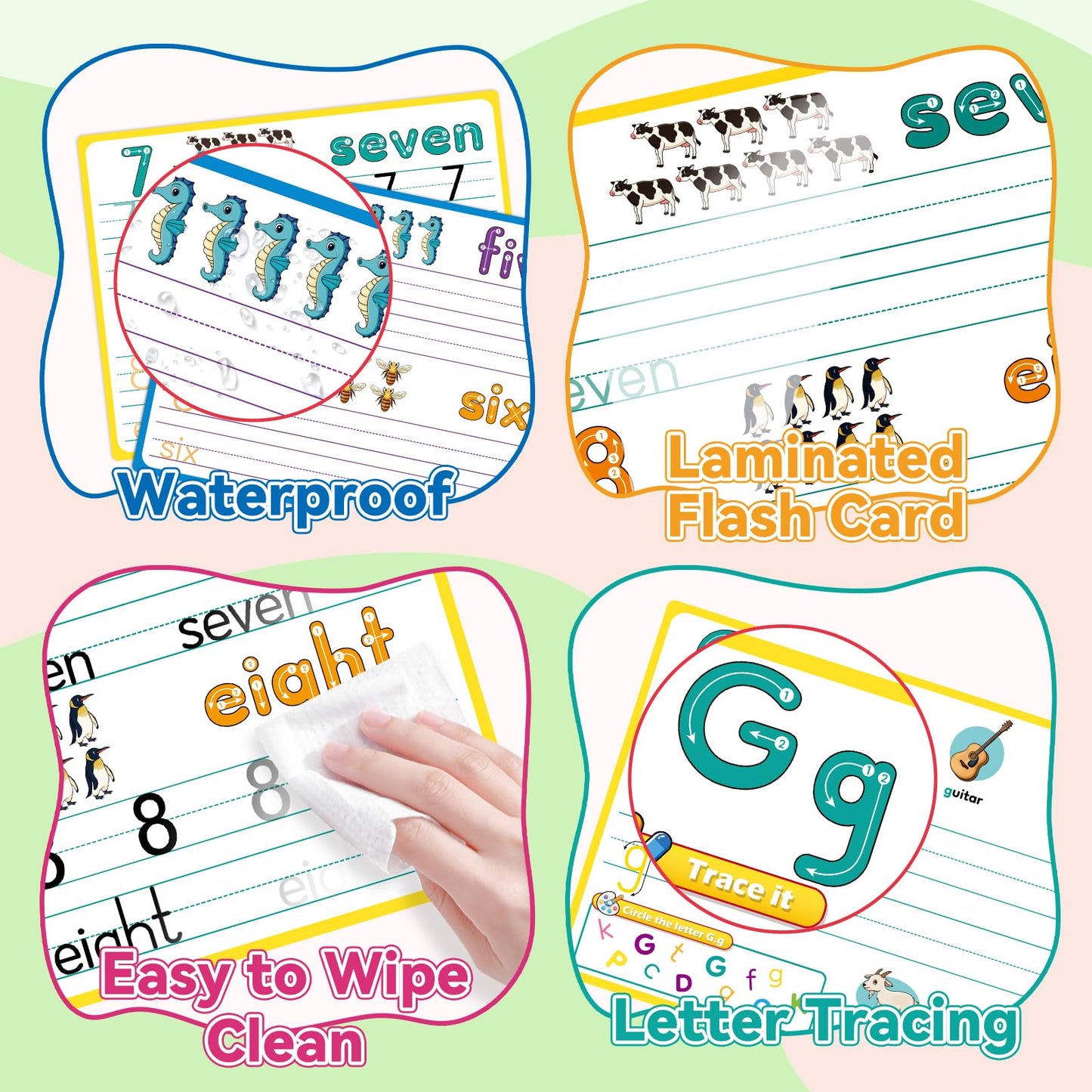 PraxiKidy Alphabet Number Shapes Flash Cards,Handwriting Practice Writing Tracing Phonics Preschool Kindergarten Toddler Learning Activities Homeschool Classroom Autism Educational Toys ABC Letter