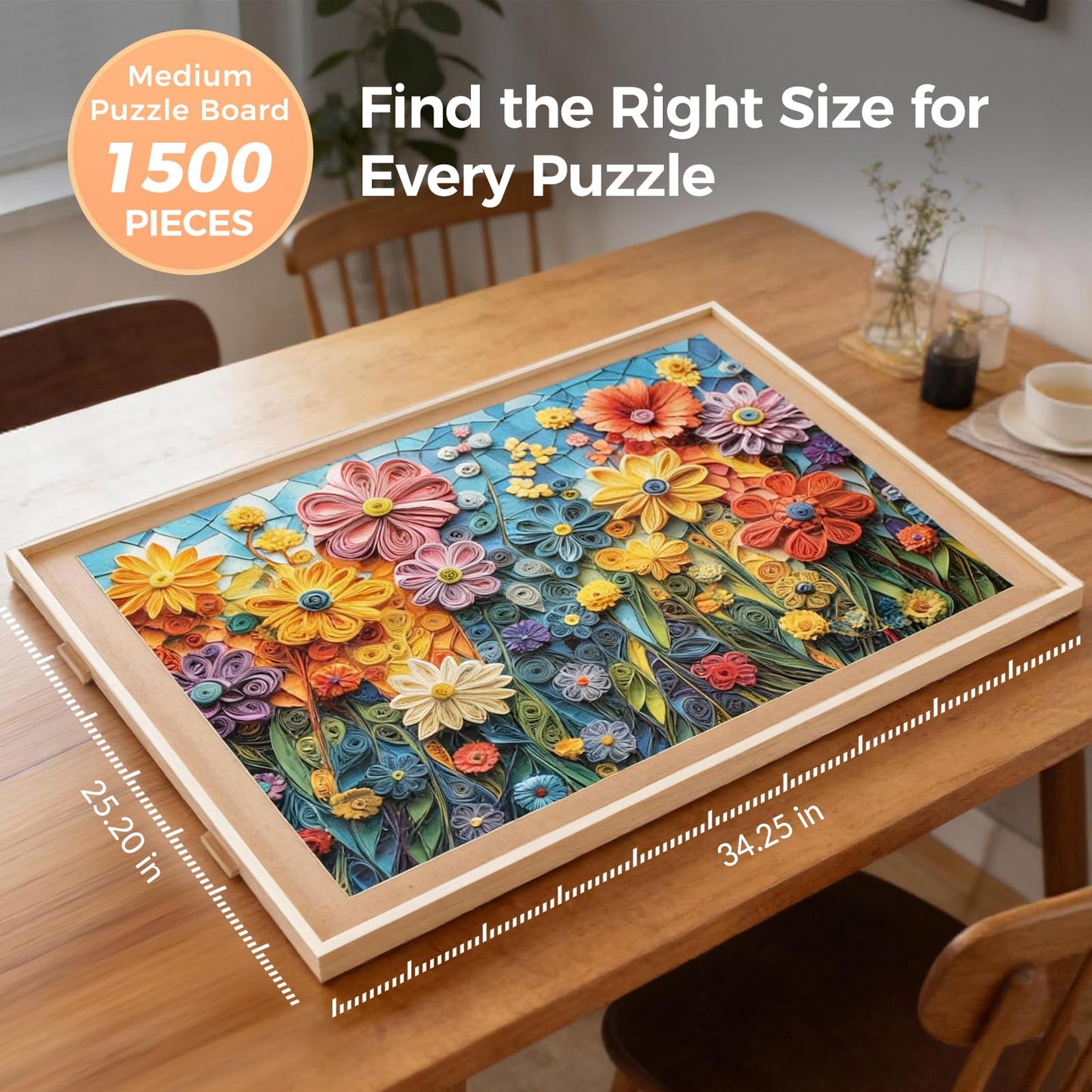 ALL4JIG 1500 Piece Rotating Puzzle Board with 4 Drawer 24.92"x33.58"Portable Wooden Jigsaw Puzzle Table for Adults,Lazy Susan Spinning Puzzle Boards Birthday Gift for mom,Surface for Lego Building