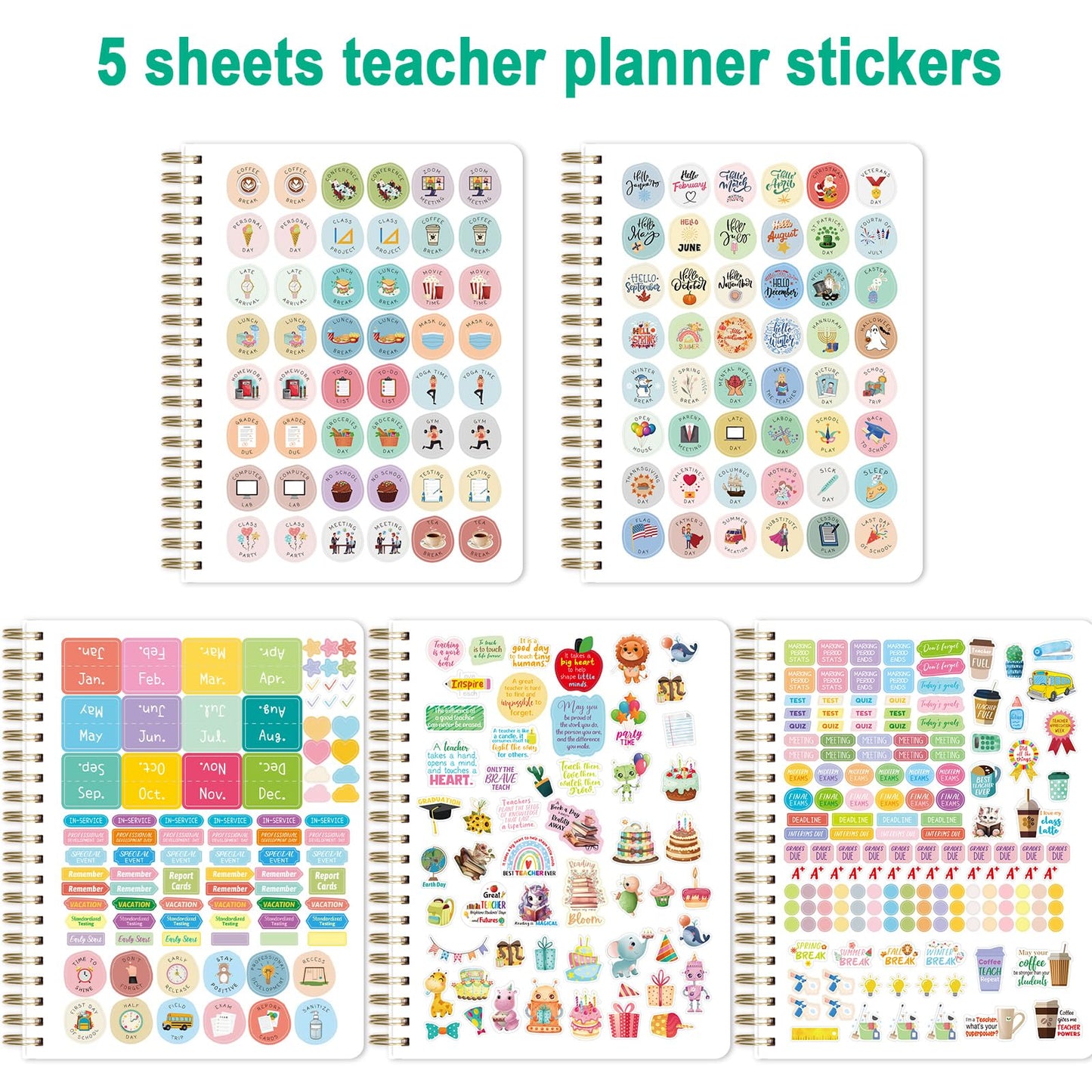 Ceiba Tree Undated Teacher Planner Lesson Planner and Record Book 8.5x11 inch Gradebook Attendance Book 10 Months 50 Weeks Lesson Plan 5 Sheet Teacher Planner Stickers