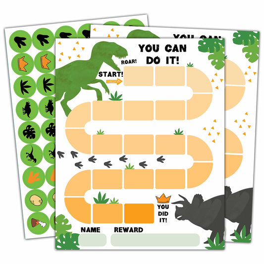 10 Dinosaur Reward Chart with 216 Round Stickers, Incentive Behavior Chart for Kids at Home Classroom, Kids Routine Daily Chore Sticker Chart-A09