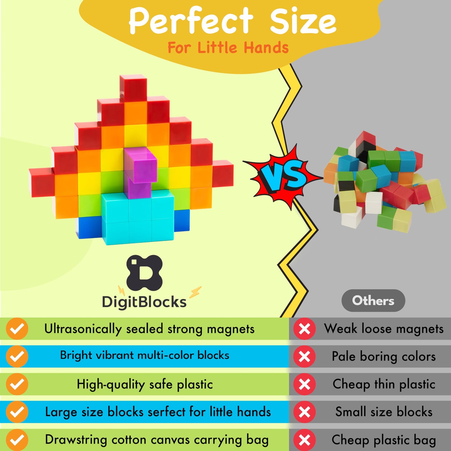 BrainSpark 48PCS Multi-Color DigitBlocks Magnetic Building Cubes STEM Montessori Magnet Blocks for Kids, Educational Building Block Construction Toy Set for Boys & Girls Ages 3-9