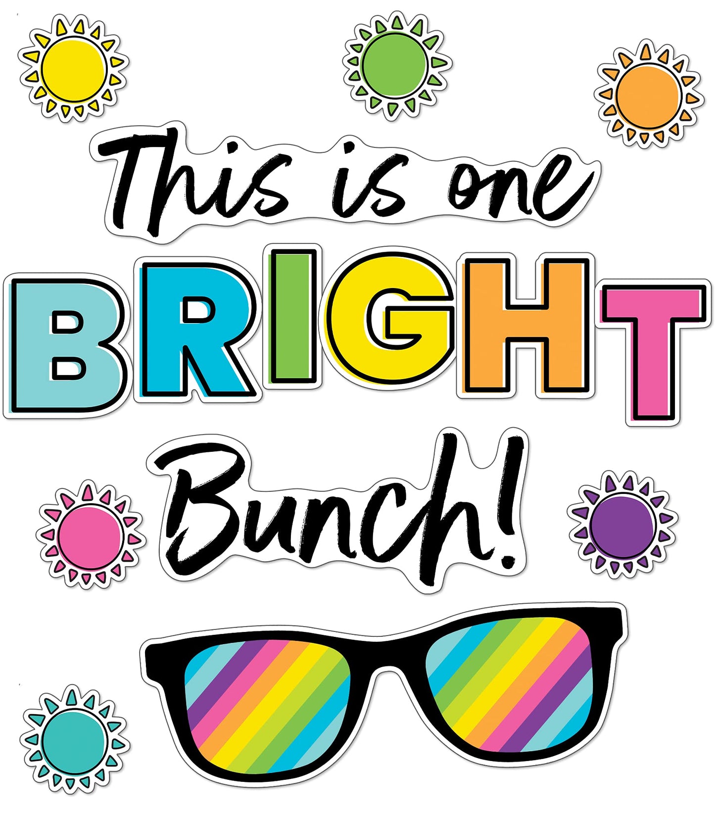Carson Dellosa Kind Vibes Bulletin Board Set—This is One Bright Bunch Motivational Header with Sunglasses and Sun Cutouts, Bulletin Board Decor (39 pc)