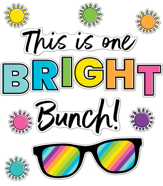 Carson Dellosa Kind Vibes Bulletin Board Set—This is One Bright Bunch Motivational Header with Sunglasses and Sun Cutouts, Bulletin Board Decor (39 pc)