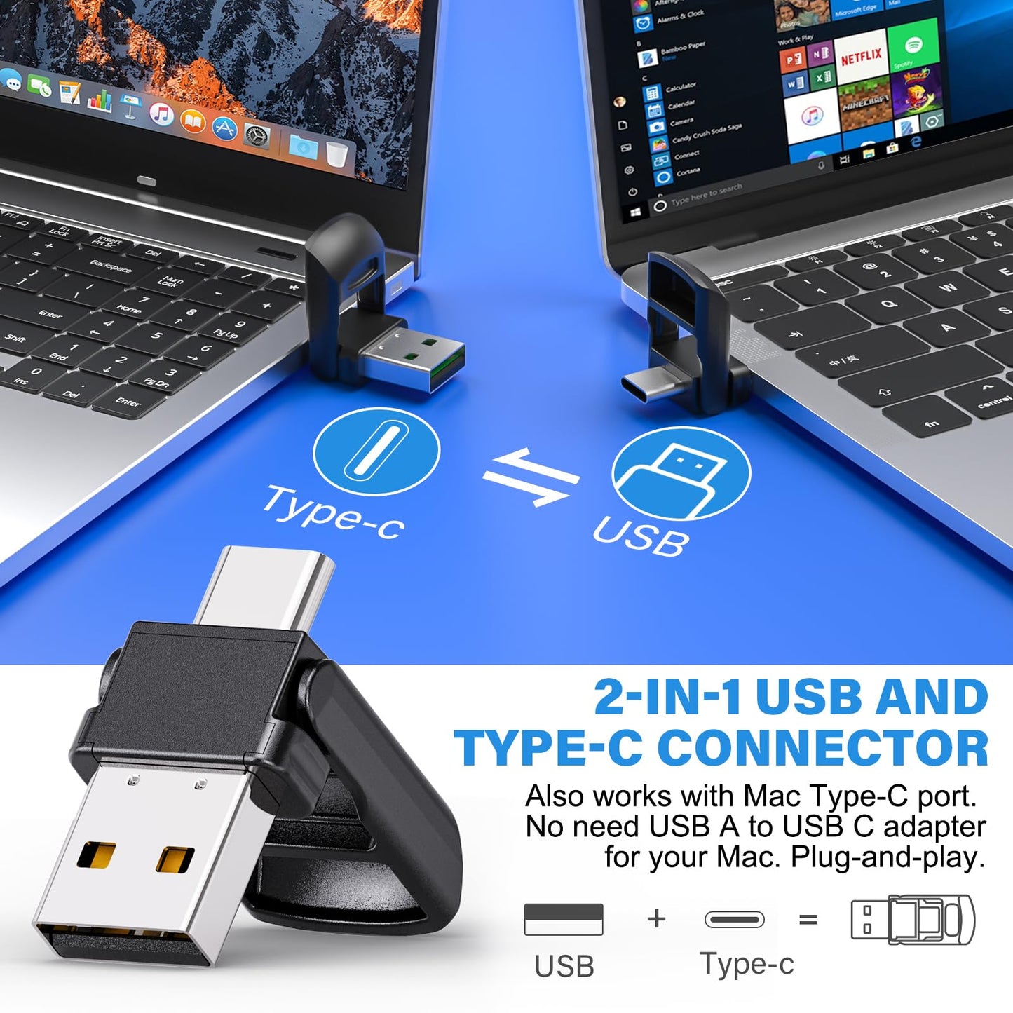 Presentation Clicker Wireless Presenter Remote Clicker for 2-in-1 USB Type C Powerpoint Clicker with Clicker, RF 2.4GHz USB C Presentation Remote PPT Slide Advancer for Mac/Google Slide/Keynote