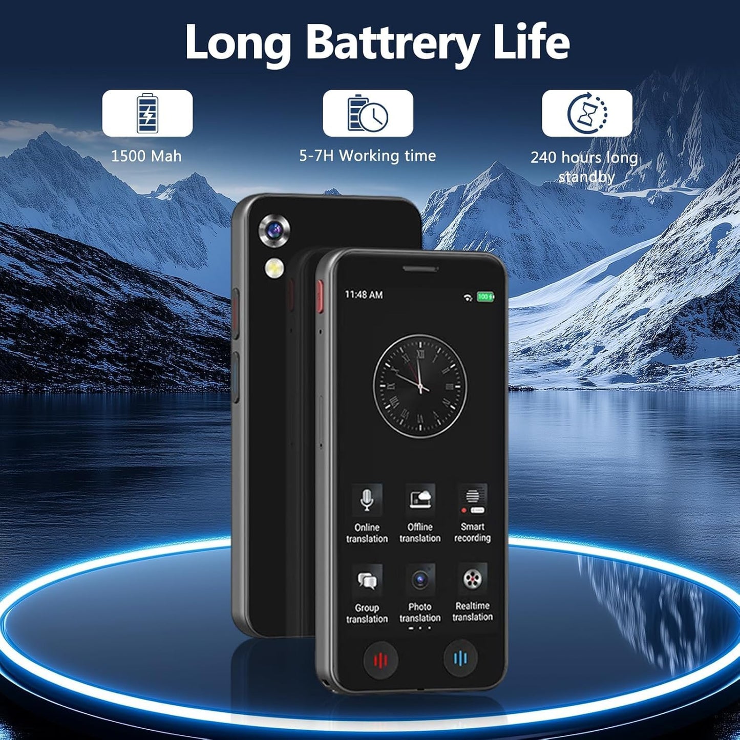 AI Language Translator Device, 5" Screen Support 139 Languages Online & 17 Offline Translation, Instant Voice Text Photo Translation, No WiFi Needed Portable AI Translator for Travel Business Learning
