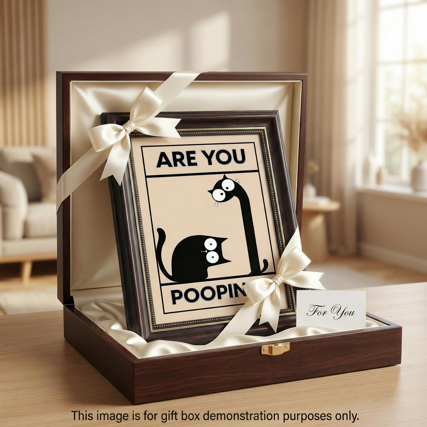 Dark Brown Framed Funny Bathroom Cat Canvas Wall Art Are You Pooping Wall Decor Picture Humor Bathrooms Animal Poster Print Painting for Toilet And Restroom Prepare To Hang