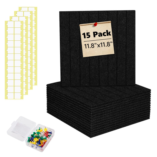 Large Bulletin Board 59" X 36" Cork Boards for Wall Alternative 15 Pack Black Fine-Stripe Felt Bulletin Board 96 Safe Adhesive 35 Push Pins for Office School Home Room Decor