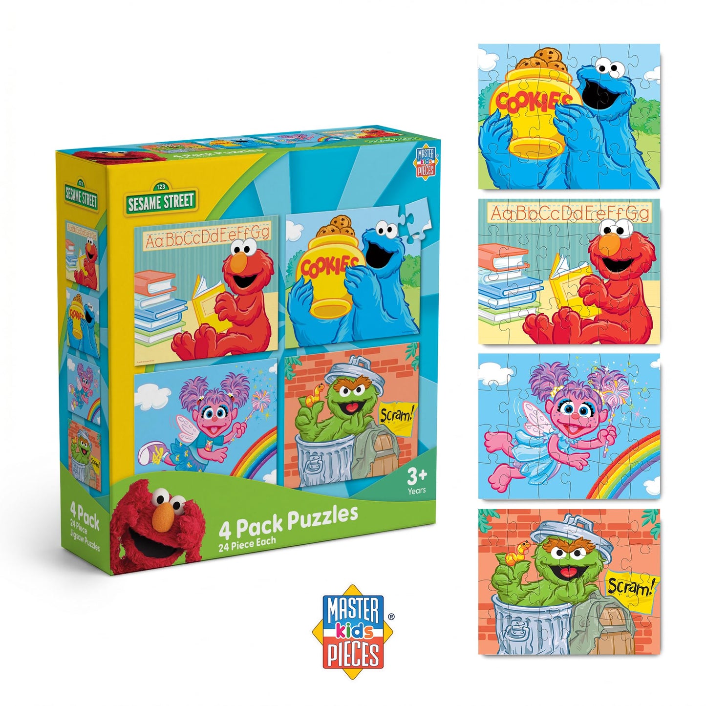 MasterPieces Puzzle Set - 4-Pack 24 Piece Jigsaw Puzzle for Kids - Sesame Street 4-Pack - 8"x10"