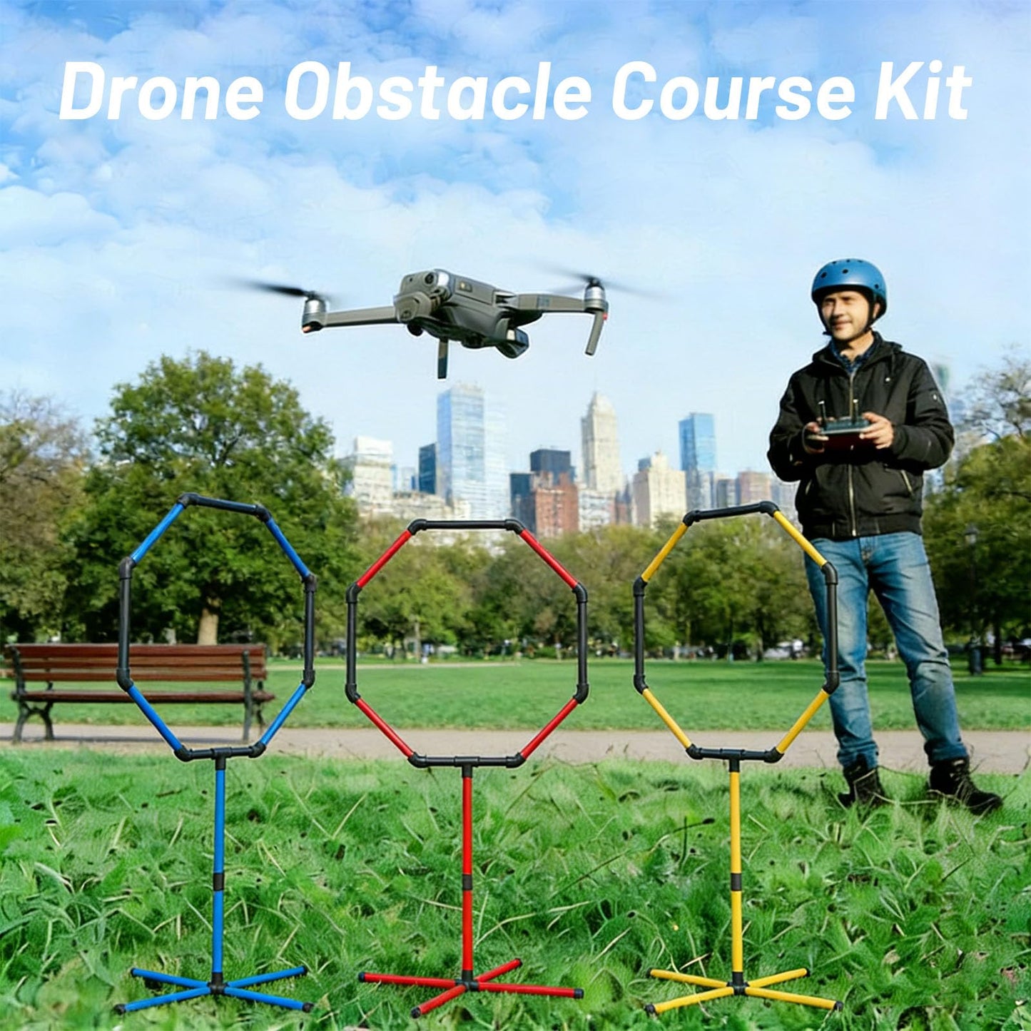 Drone Obstacle Course Gate Kit - 3 Different Sizes FPV RC Racing Game Loop Gates, Easy to Build & Carry Competition Set for Kids & Adults