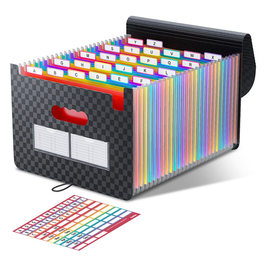 ThinkTex Accordion File Organizer, 26 Pockets Expanding File Folders, Monthly Bill Receipt Documents Organizer, A-Z Colorful Tabs, Letter/A4 Size