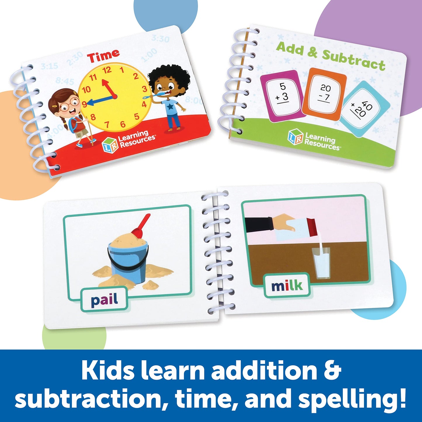 Learning Resources Skill Builders! First Grade Flipbook Library - 3 Pieces, Ages 6+, Math and Spelling Activities for Kids, First Grade Must Haves