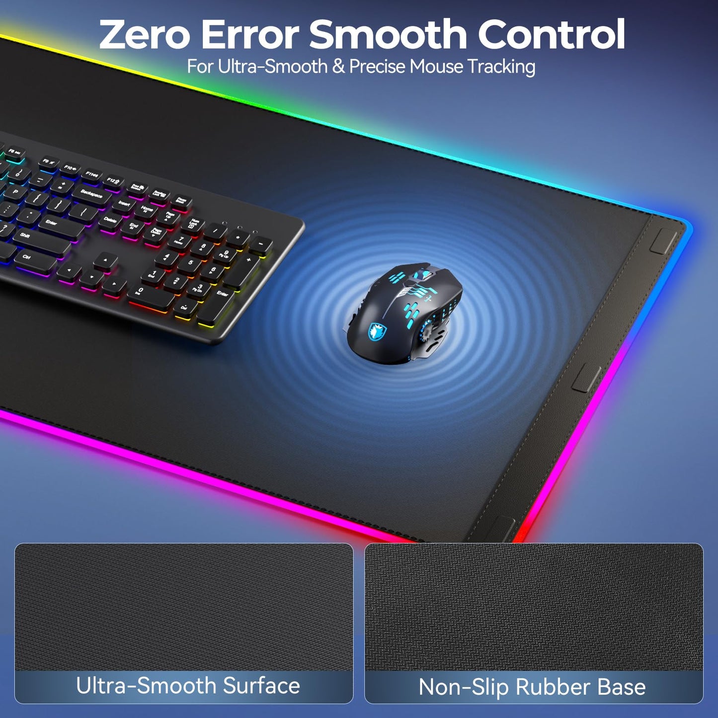 KDD RGB Mouse Pad with Wireless Charging - Desk Mat with Phone Holder and 15W Fast Charger - Gaming Mousepad with Ultra-Smooth Surface, Non-Slip Base - Keyboard Mat for Home Office Gamer Accessories
