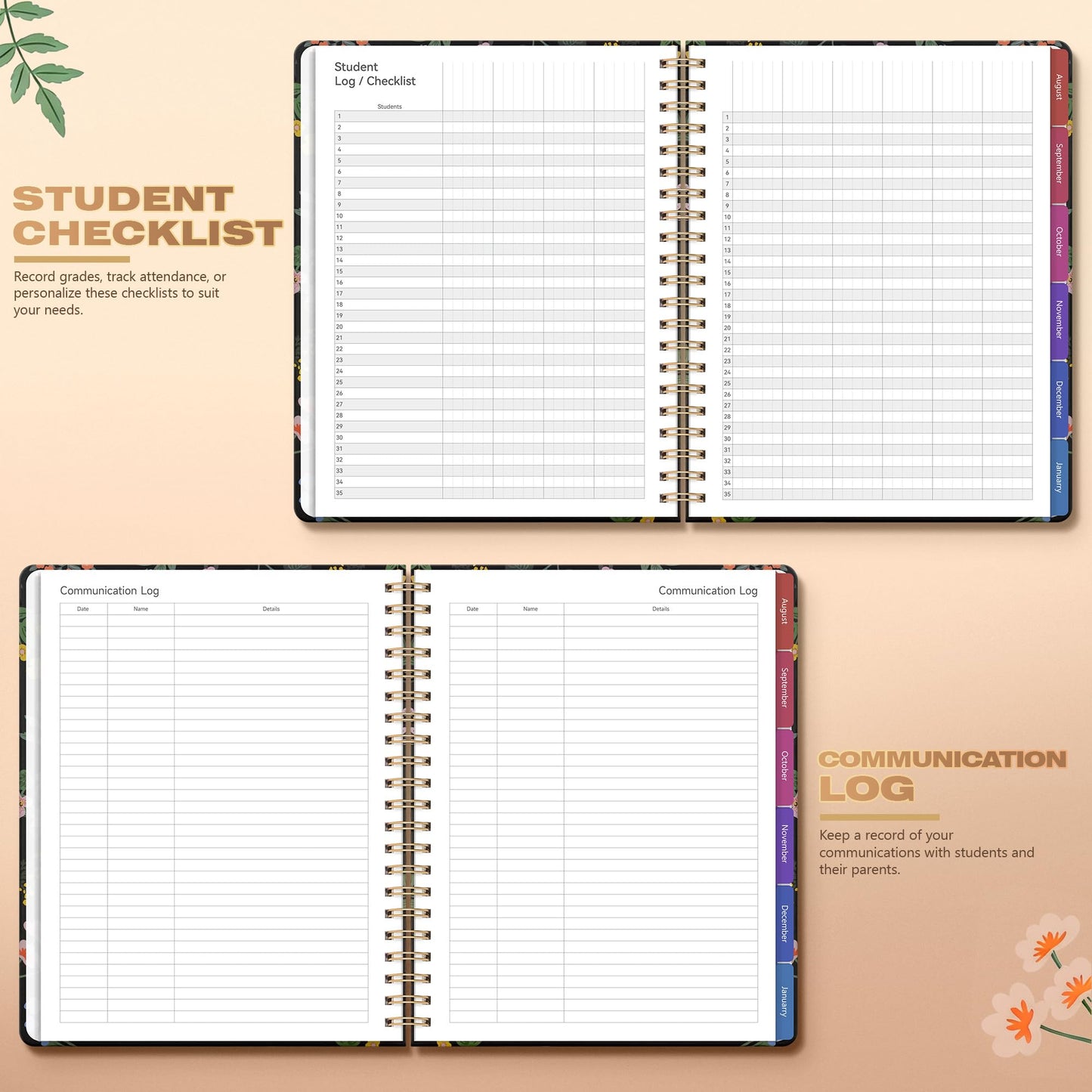 Teacher Lesson Planner 2026-2027 Academic Year, Aug 2026-Jul 2027, Deluxe 26-27 Lesson Plan Book for Teachers Supplies & Homeschool Planner with Pocket & Monthly Tabs, 8.5" x 11", Vintage Floral