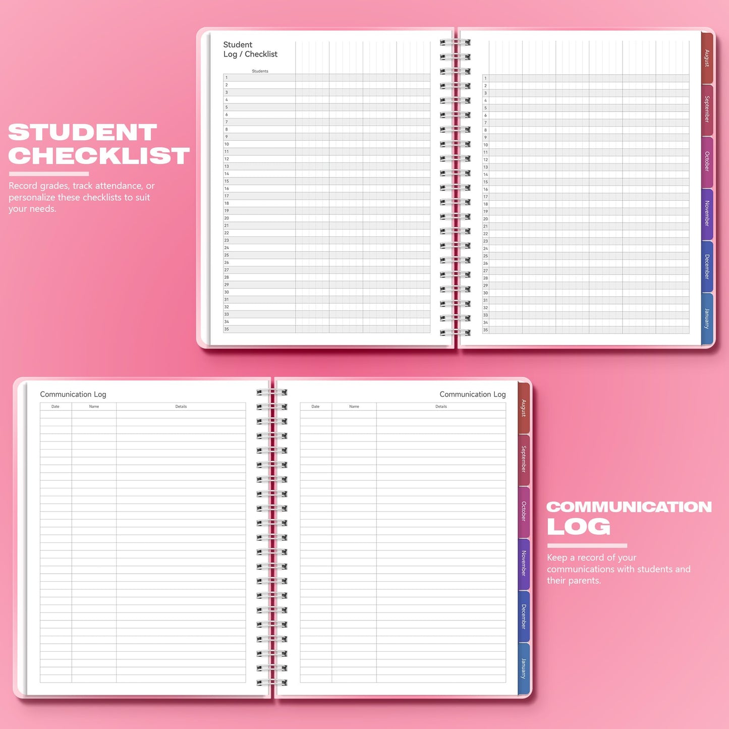 Teacher Lesson Planner 2026-2027 Academic Year, Aug 2026-Jul 2027, Deluxe 26-27 Lesson Plan Book for Teachers Supplies & Homeschool Planner with Pocket & Monthly Tabs, 8.5" x 11", Pink Ombre
