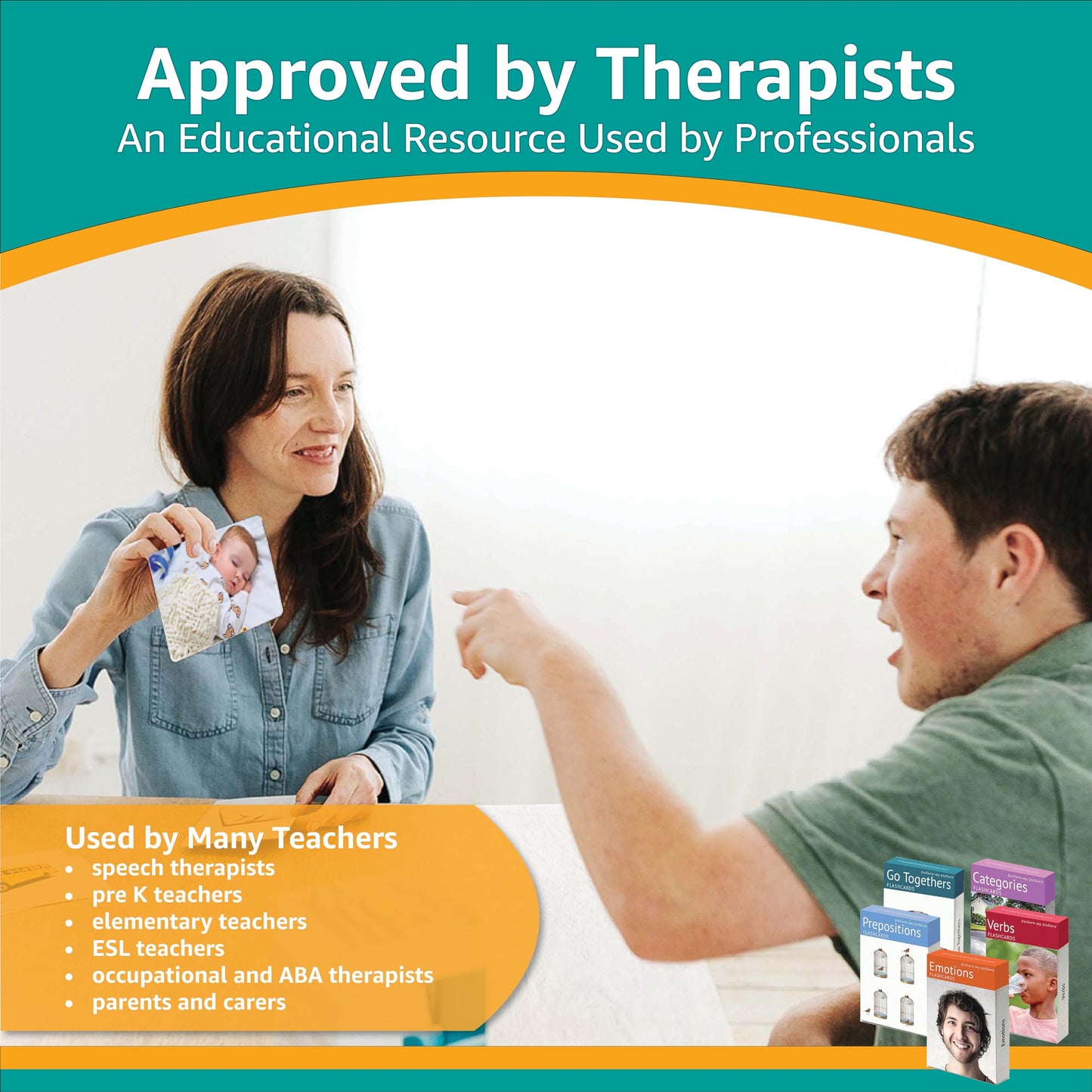 Picture My Picture Five-Set Flash Card Bundle – Speech Therapy Tool for Vocabulary, Communication & Thinking, Scratch-Resistant with Activity Guide, Suitable for Education, ESL & ABA – Set of 200