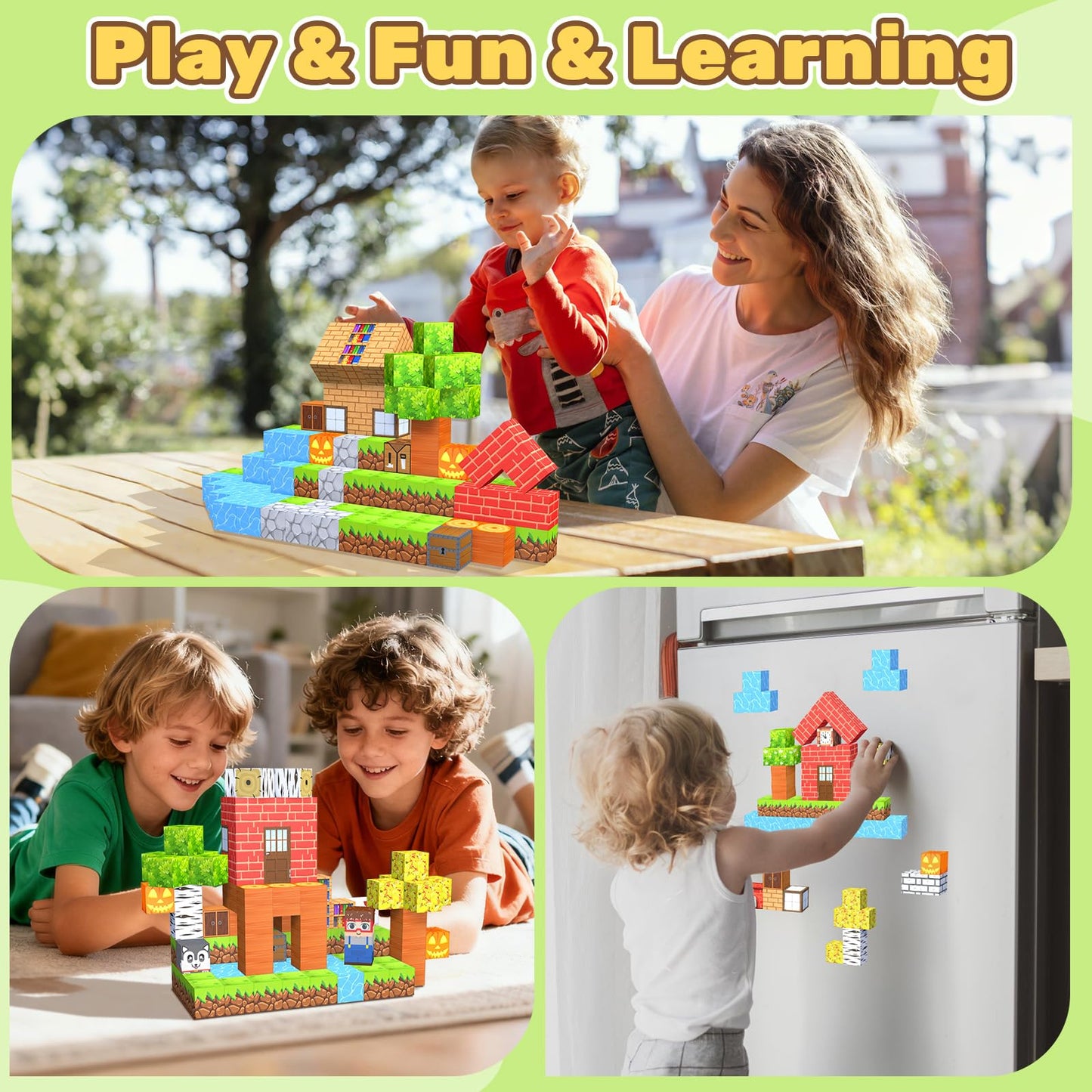 LionFuny 150PCS Magnetic Blocks,Magnetic Building Blocks,Magnet Blocks 3D Building Set for Kids Toddlers Boys,STEM Sensory Educational Stacking Christmas Toys Gifts for 3 4 5 6 7 8 9+ Year Old