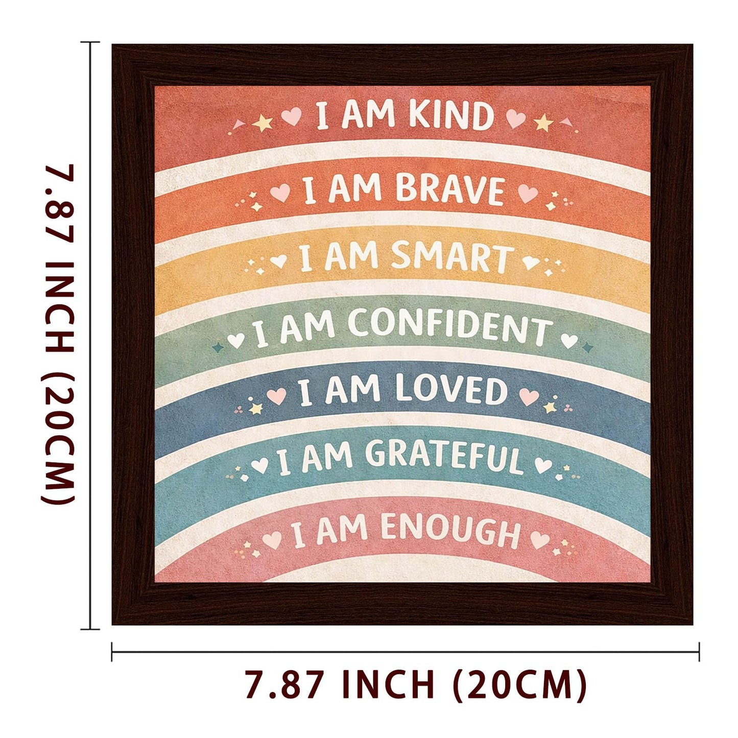 Kids Classroom Wall Art Decor Wooden Framed Sign Positive Affirmations Posters Inspirational Motivational Sign For Educational School Homeschool Nursery 8×8 Inch