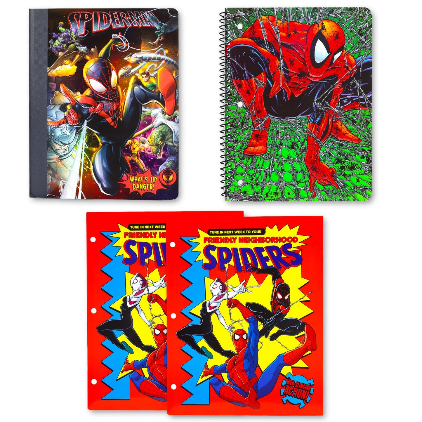 Marvel Spiderman School Supplies Set - Bundle with 2 Notebooks, 2 Portfolio Folders, Stickers, More | Spiderman School Supplies Set for Boys, Kids