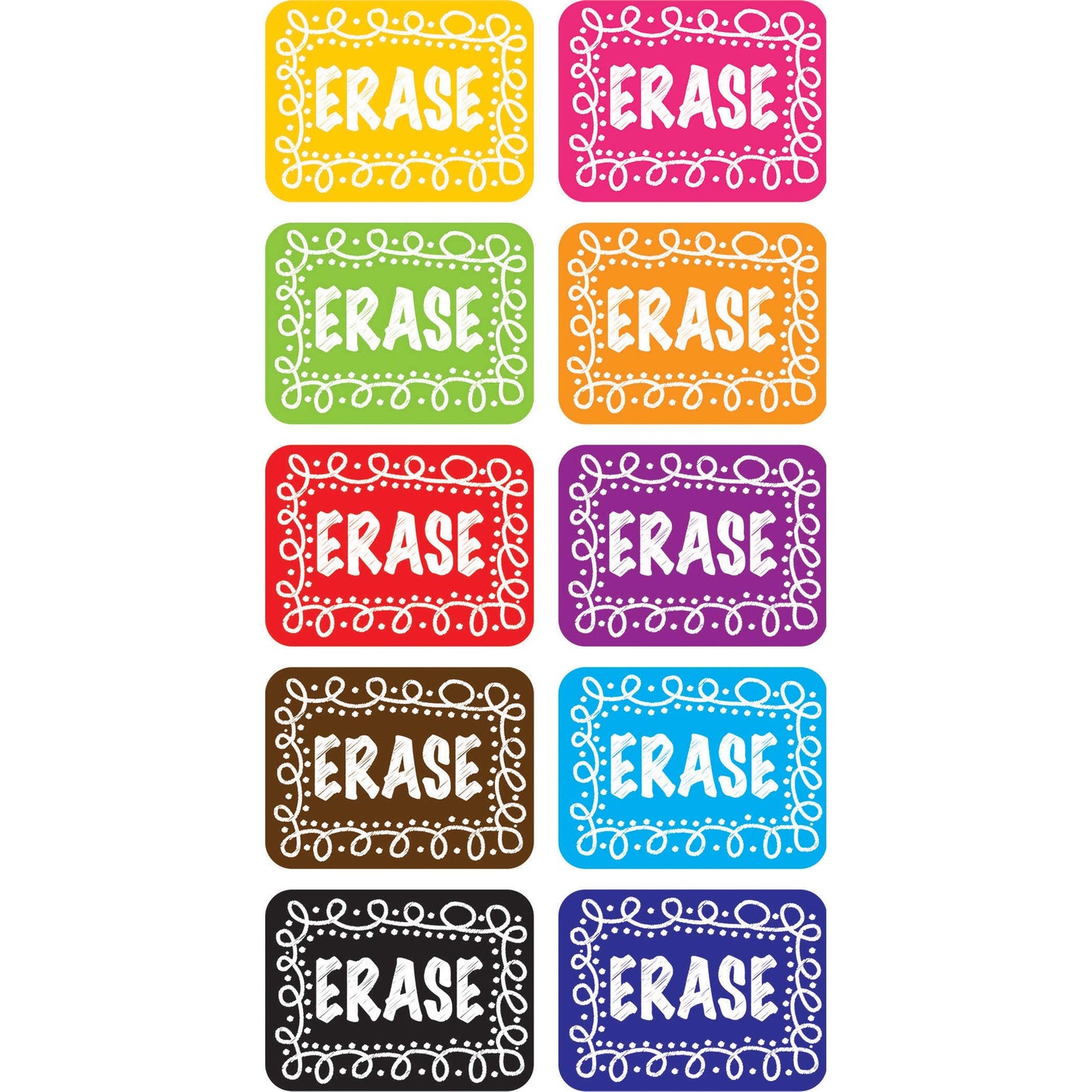 Ashley, ASH78002, Chalk Design Mini Whiteboard Eraser, 10 / Pack, Multicolor, 0.8"