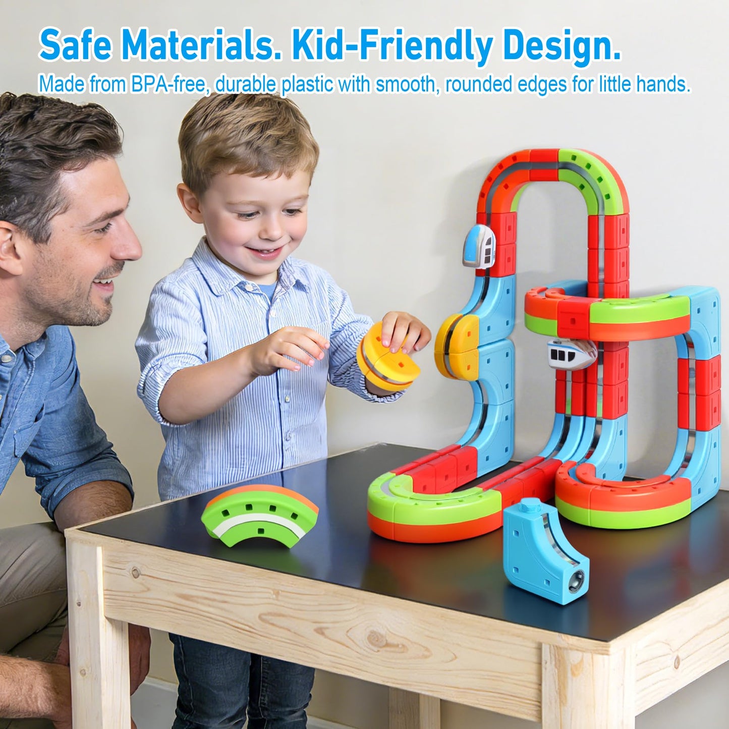 Hestiasko Magnetic Train Set for Kids, 3D Electric Train Set, STEM Educational Building Toy, DIY Learning Track with Vertical Climb & Upside Down Action, Gift for Toddlers Boys Girls Ages 3 4 5 6+
