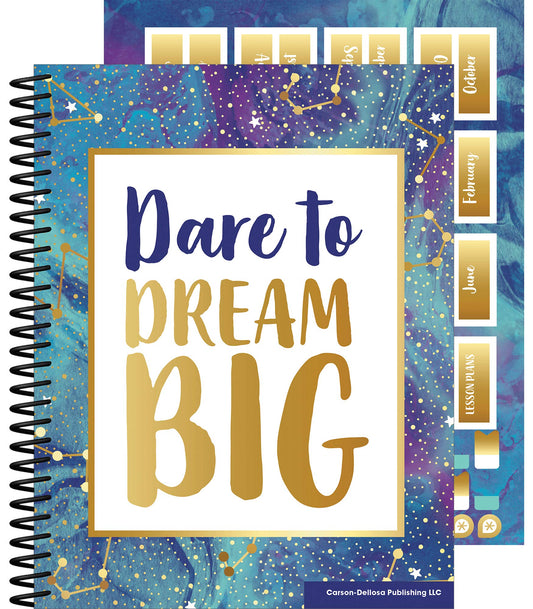 Carson Dellosa Galaxy Teacher Planner, 8" x 11" Space Theme Spiral Bound Lesson Plan Book With Stickers, Checklist, Notes, School Supplies for Classroom Organization