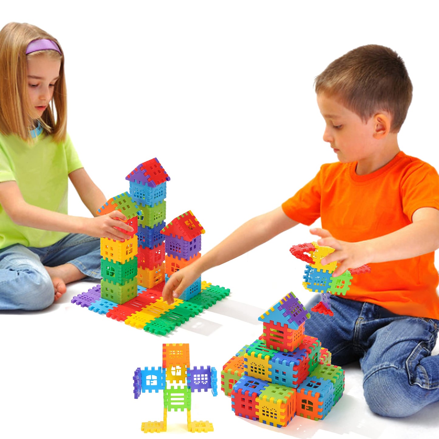 KUTOI Building Blocks – 100-piece Kids Builders Blocks Set with Storage Bag – Interlocking Building Blocks for Toddlers and Kids – Fun and Educational Toy Building Set for Skill Development