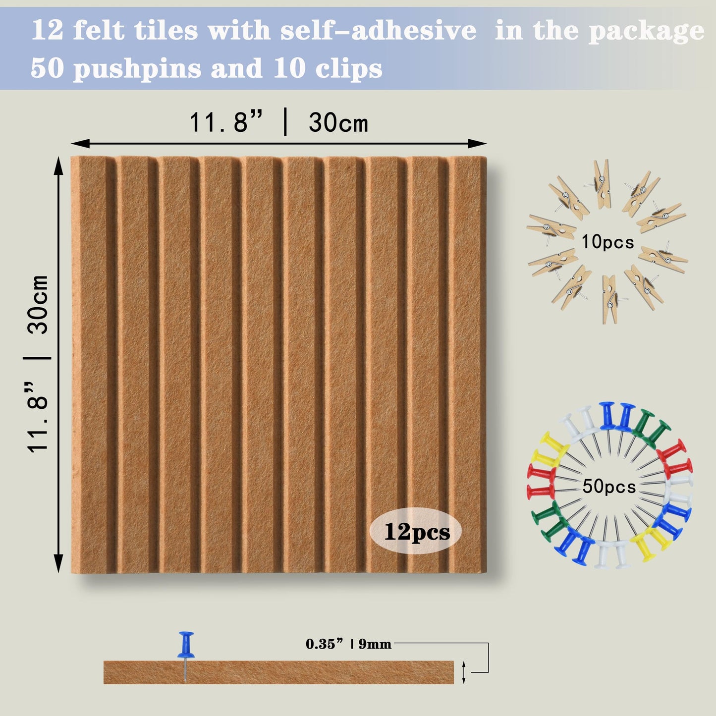 YOUDEFUL Large Cork Board Alternative-12 Pcs Self-Adhesive Felt Bulletin Board Tiles, Felt Pin Board Cork Board Tiles for Home Office Wall Decor, Tack Board 47"x35" (Longan Yellow
